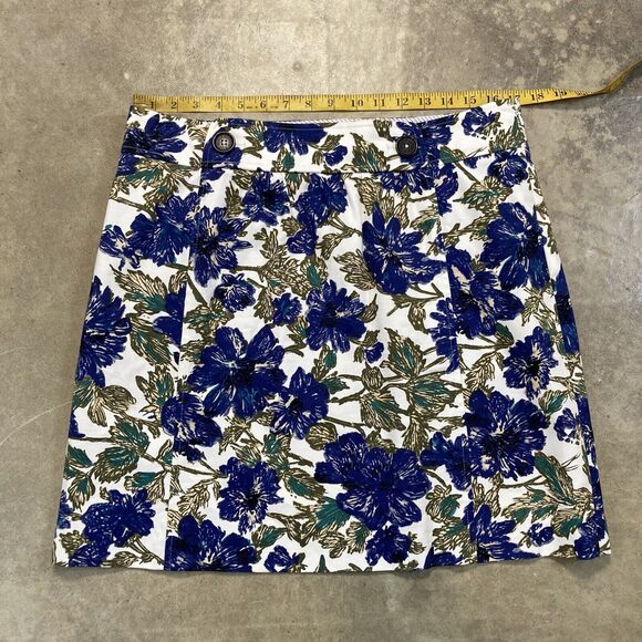 Brooks Brothers Skirt Womens 12 Blue Floral A Line Office Red Fleece - Picture 1 of 12